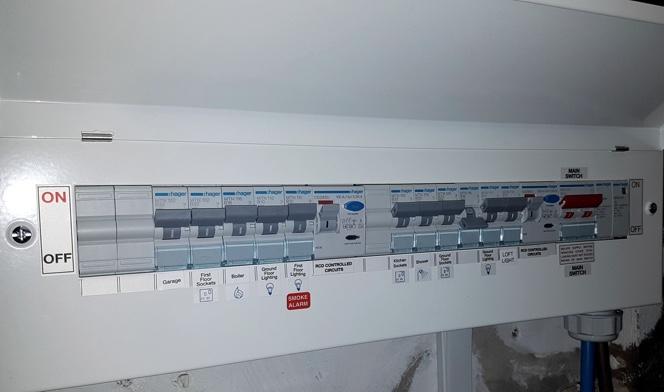 Split load consumer unit fitted with SPD